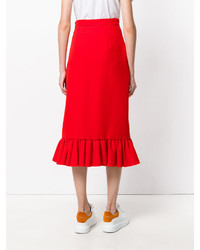 Красная юбка со складками от MSGM