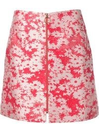 Красная юбка-трапеция с цветочным принтом от Stella McCartney