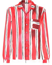 Мужская красно-белая рубашка с длинным рукавом в вертикальную полоску от Dolce & Gabbana