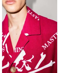 Мужская красно-белая рубашка с коротким рукавом с принтом от Mastermind Japan