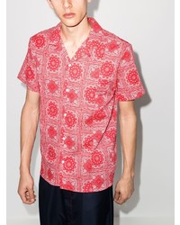 Мужская красно-белая рубашка с коротким рукавом с принтом от YMC