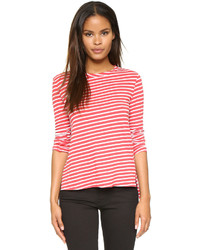 Женская красно-белая футболка с длинным рукавом в горизонтальную полоску от Pam & Gela