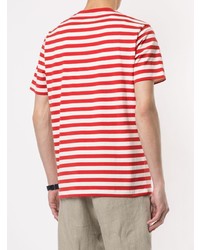 Мужская красно-белая футболка с круглым вырезом в горизонтальную полоску от Kent & Curwen