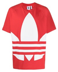 Мужская красно-белая футболка с круглым вырезом с принтом от adidas