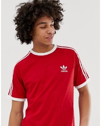 Мужская красно-белая футболка с круглым вырезом с принтом от adidas Originals