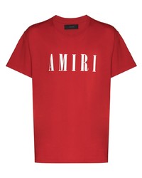 Мужская красно-белая футболка с круглым вырезом с принтом от Amiri