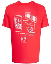 Мужская красно-белая футболка с круглым вырезом с принтом от Armani Exchange