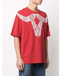 Мужская красно-белая футболка с круглым вырезом с принтом от Marcelo Burlon County of Milan