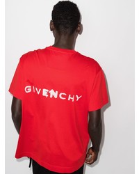 Мужская красно-белая футболка с круглым вырезом с принтом от Givenchy