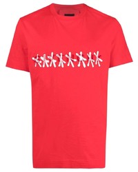 Мужская красно-белая футболка с круглым вырезом с принтом от Givenchy