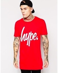 Мужская красно-белая футболка с круглым вырезом с принтом от Hype