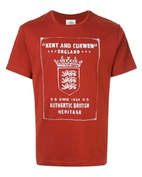 Мужская красно-белая футболка с круглым вырезом с принтом от Kent & Curwen