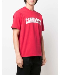 Мужская красно-белая футболка с круглым вырезом с принтом от Carhartt WIP