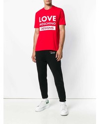 Мужская красно-белая футболка с круглым вырезом с принтом от Love Moschino