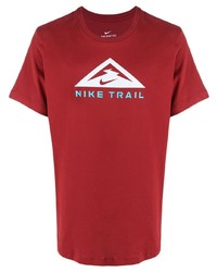 Мужская красно-белая футболка с круглым вырезом с принтом от Nike