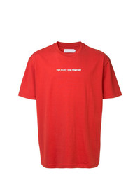 Мужская красно-белая футболка с круглым вырезом с принтом от Off Duty