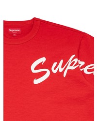 Мужская красно-белая футболка с круглым вырезом с принтом от Supreme