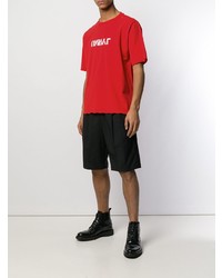 Мужская красно-белая футболка с круглым вырезом с принтом от Unravel Project
