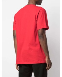 Мужская красно-белая футболка с круглым вырезом с принтом от Supreme