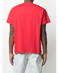Мужская красно-белая футболка с круглым вырезом с принтом от Neil Barrett