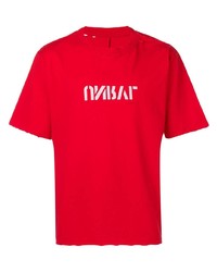 Мужская красно-белая футболка с круглым вырезом с принтом от Unravel Project
