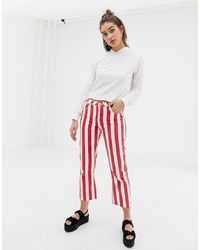 Женские красно-белые джинсы от Glamorous