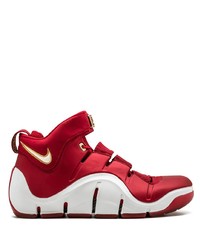 Мужские красно-белые кожаные высокие кеды от Nike