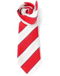 Мужской красно-белый галстук в вертикальную полоску от Paul Smith