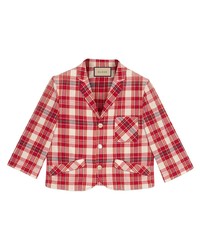 Мужской красно-белый пиджак в шотландскую клетку от Gucci