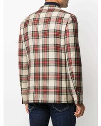 Мужской красно-белый пиджак в шотландскую клетку от Corneliani