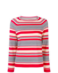Женский красно-белый свитер с круглым вырезом в горизонтальную полоску от A.P.C.