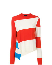 Женский красно-белый свитер с круглым вырезом в горизонтальную полоску от Calvin Klein 205W39nyc