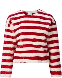 Женский красно-белый свитер с круглым вырезом в горизонтальную полоску от EACH X OTHER