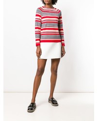 Женский красно-белый свитер с круглым вырезом в горизонтальную полоску от A.P.C.