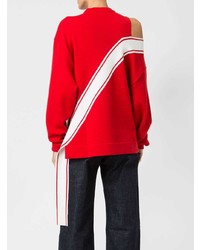 Женский красно-белый свитер с круглым вырезом с принтом от Monse