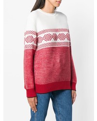 Женский красно-белый свитер с круглым вырезом с принтом от Z Zegna