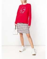 Женский красно-белый свитер с круглым вырезом с принтом от Karl Lagerfeld