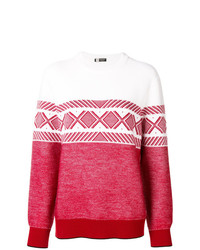 Женский красно-белый свитер с круглым вырезом с принтом от Z Zegna