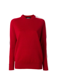 Женский красно-белый свитер с круглым вырезом от Dsquared2