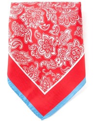 Мужской красно-белый шарф с принтом от Kiton