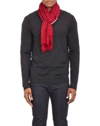 Красно-белый шелковый шарф