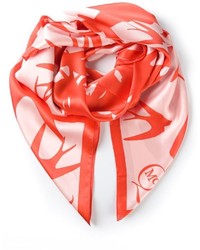 Женский красно-белый шелковый шарф от McQ by Alexander McQueen