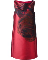 Красно-темно-синее платье прямого кроя с принтом от Giambattista Valli