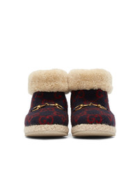 Мужские красно-темно-синие угги от Gucci