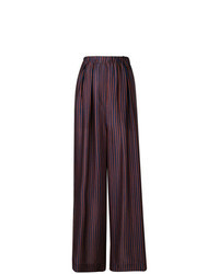 Красно-темно-синие широкие брюки в вертикальную полоску