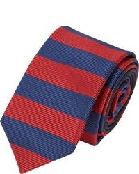 Красно-темно-синий галстук в горизонтальную полоску