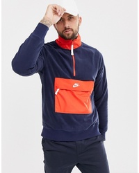 Мужской красно-темно-синий свитер с воротником на молнии от Nike