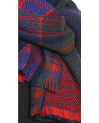 Женский красно-темно-синий шарф в шотландскую клетку