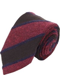 Красно-темно-синий шерстяной галстук в вертикальную полоску