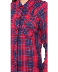 Женская красно-темно-синяя классическая рубашка в шотландскую клетку от Rails